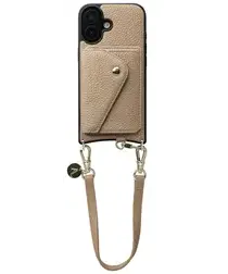 AVY Apple iPhone 16 Beige Leren Hoesje met Wallet & Koord Short Leather afbeelding