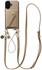 AVY Apple iPhone 16 Beige Leren Hoesje met Wallet & Koord Leather and Pearls