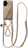 AVY Apple iPhone 16 Beige Leren Hoesje met Wallet & Koord Leather and Gold