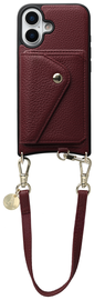 AVY Apple iPhone 16 Burgundy Leren Hoesje met Wallet & Koord Short Leather
