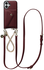 AVY Apple iPhone 16 Burgundy Leren Hoesje met Wallet & Koord Leather and Gold