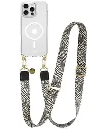 AVY Apple iPhone 16 Pro Hoesje met Koord & MagSafe 130CM Serengeti Zebra afbeelding