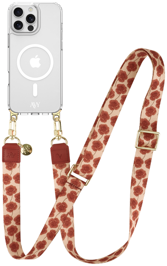 AVY Apple iPhone 16 Pro Hoesje met Koord & MagSafe 130CM Botanique Roses afbeelding 1