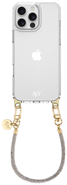 AVY Apple iPhone 16 Pro Hoesje Met Koord 30CM Silver Spark