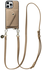 AVY Apple iPhone 16 Pro Beige Leren Hoesje met Wallet & Koord Long Leather