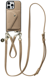 AVY Apple iPhone 16 Pro Beige Leren Hoesje met Wallet & Koord Leather Set