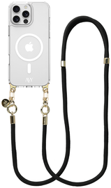 AVY Apple iPhone 16 Pro Max Hoesje met Koord & MagSafe 130CM Tressé Black