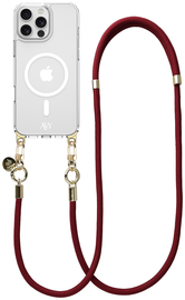 AVY Apple iPhone 16 Pro Max Hoesje met Koord & MagSafe 130CM Tressé Red afbeelding