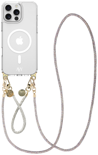 AVY Apple iPhone 16 Pro Max Hoesje met Koord & MagSafe Set Silver Spark afbeelding 1