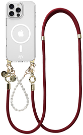 AVY Apple iPhone 16 Pro Max Hoesje met Koord & MagSafe Set Pearl & Rope Burgundy