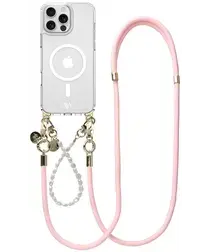 AVY Apple iPhone 16 Pro Max Hoesje met Koord & MagSafe Set Pearl & Rope Pink afbeelding