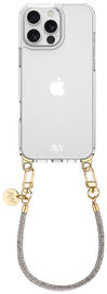 AVY Apple iPhone 16 Pro Max Hoesje Met Koord 30CM Silver Spark