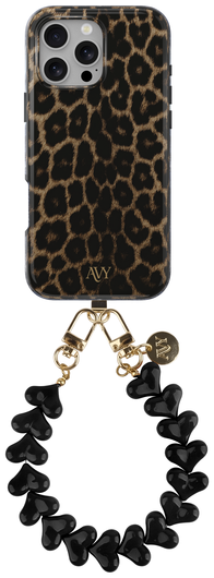 AVY Apple iPhone 16 Pro Max MagSafe Hoesje met Koord 30CM Panther Hearts afbeelding 1
