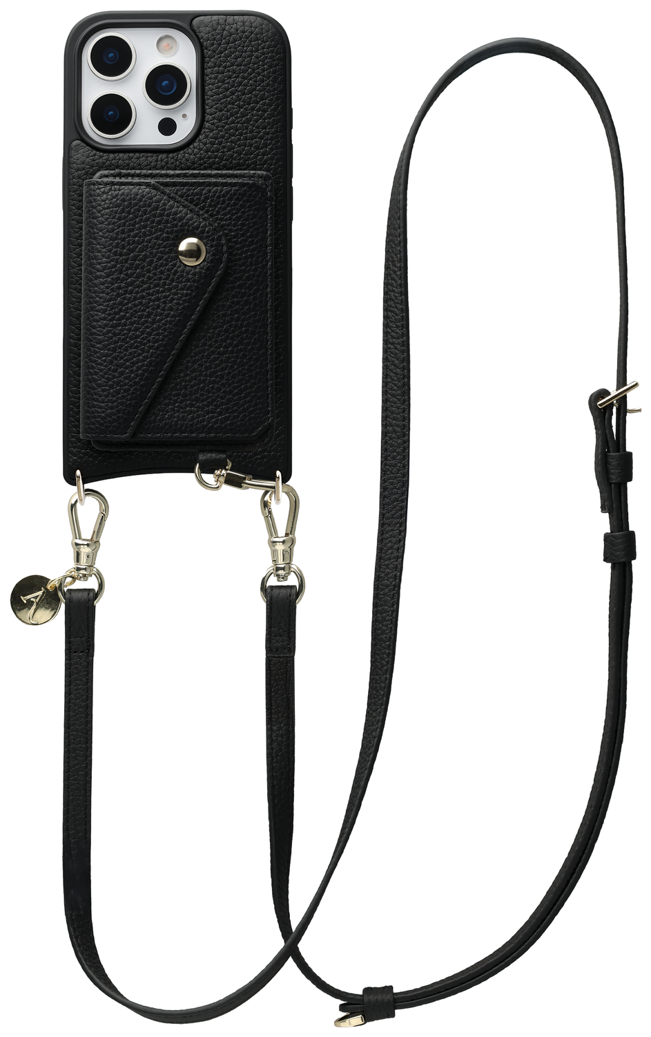 AVY Apple iPhone 16 Pro Max Zwart Leren Hoesje met Wallet & Koord Long Leather afbeelding 1
