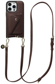 AVY Apple iPhone 16 Pro Max Bruin Leren Hoesje met Wallet & Koord Long Leather