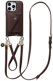 AVY Apple iPhone 16 Pro Max Bruin Leren Hoesje met Wallet & Koord Leather Set