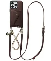 AVY Apple iPhone 16 Pro Max Bruin Leren Hoesje Wallet & Koord Leather and Gold afbeelding