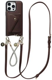 AVY Apple iPhone 16 Pro Max Bruin Leren Hoesje Wallet & Koord Leather and Silver afbeelding