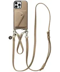 AVY Apple iPhone 16 Pro Max Beige Leren Hoesje met Wallet & Koord Leather Set afbeelding