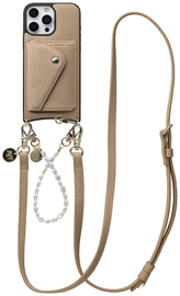 AVY Apple iPhone 16 Pro Max Beige Leren Hoesje Wallet & Koord Leather and Pearls afbeelding