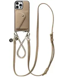 AVY Apple iPhone 16 Pro Max Beige Leren Hoesje Wallet & Koord Leather and Gold afbeelding