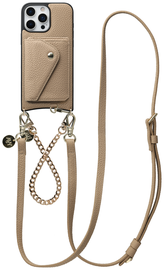 AVY Apple iPhone 16 Pro Max Beige Leren Hoesje Wallet & Koord Leather and Gold afbeelding