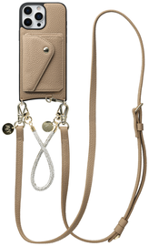 AVY Apple iPhone 16 Pro Max Beige Leren Hoesje Wallet & Koord Leather and Silver afbeelding