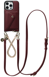 AVY Apple iPhone 16 Pro Max Rood Leren Hoesje Wallet & Koord Leather and Gold afbeelding
