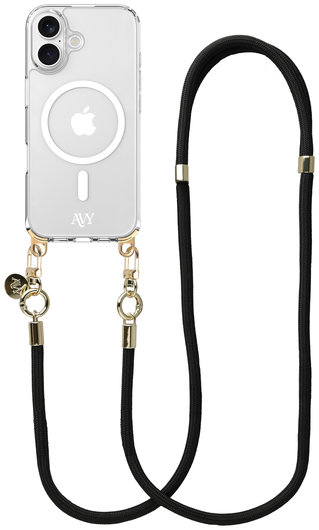 AVY Apple iPhone 17 Hoesje met Koord & MagSafe 130CM Tressé Black afbeelding 1