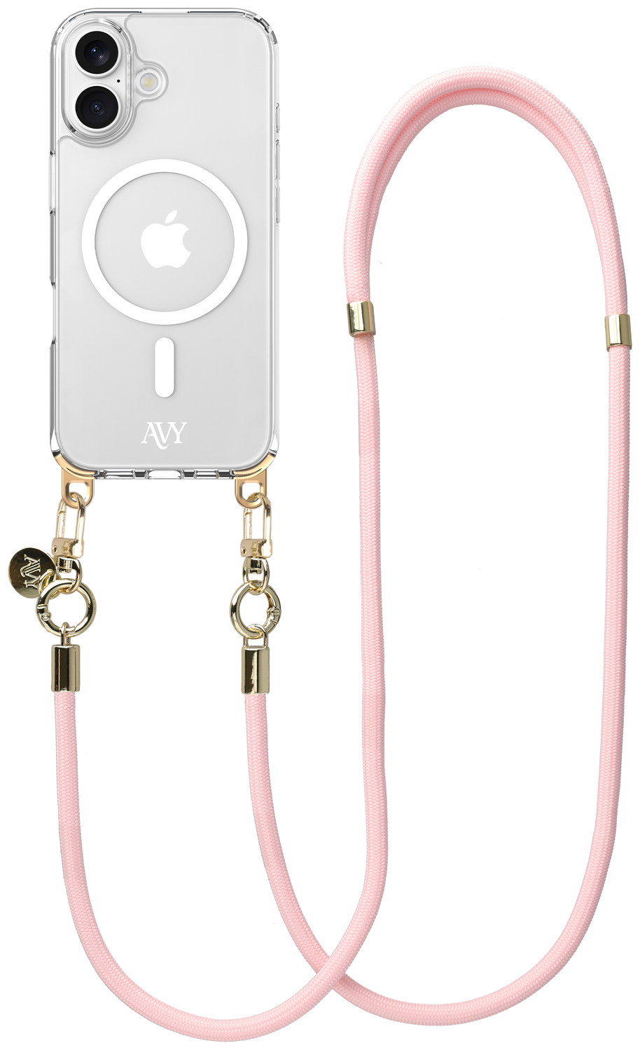 AVY Apple iPhone 17 Hoesje met Koord & MagSafe 130CM Tressé Pink afbeelding 1