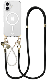 AVY Apple iPhone 17 Hoesje met Koord & MagSafe Set Pearl & Rope Black