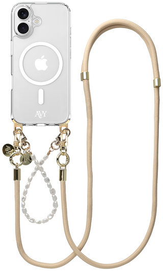 AVY Apple iPhone 17 Hoesje met Koord & MagSafe Set Pearl & Rope Beige afbeelding 1