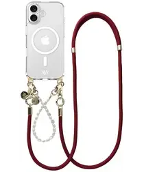 AVY Apple iPhone 17 Hoesje met Koord & MagSafe Set Pearl & Rope Burgundy afbeelding
