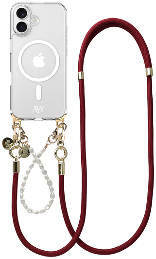AVY Apple iPhone 17 Hoesje met Koord & MagSafe Set Pearl & Rope Burgundy afbeelding 1