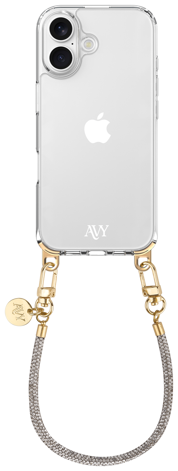 AVY Apple iPhone 17 Hoesje Met Koord 30CM Silver Spark afbeelding 1
