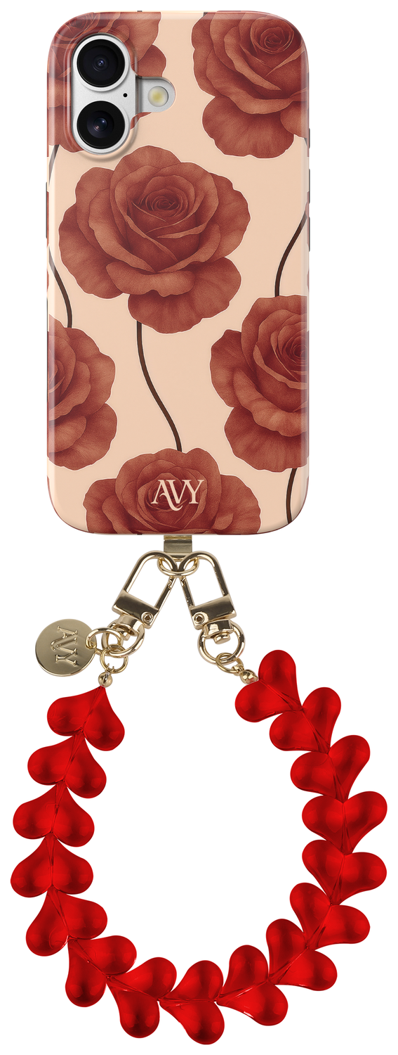 AVY Apple iPhone 17 MagSafe Hoesje met Koord 30CM Hearts & Roses afbeelding 1