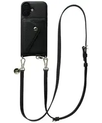 AVY Apple iPhone 17 Zwart Leren Hoesje met Wallet & Koord Long Leather afbeelding