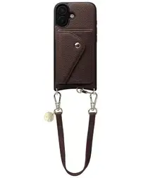 AVY Apple iPhone 17 Bruin Leren Hoesje met Wallet & Koord Short Leather afbeelding