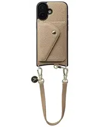 AVY Apple iPhone 17 Beige Leren Hoesje met Wallet & Koord Short Leather afbeelding