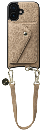 AVY Apple iPhone 17 Beige Leren Hoesje met Wallet & Koord Short Leather afbeelding 1