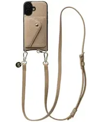 AVY Apple iPhone 17 Beige Leren Hoesje met Wallet & Koord Long Leather afbeelding