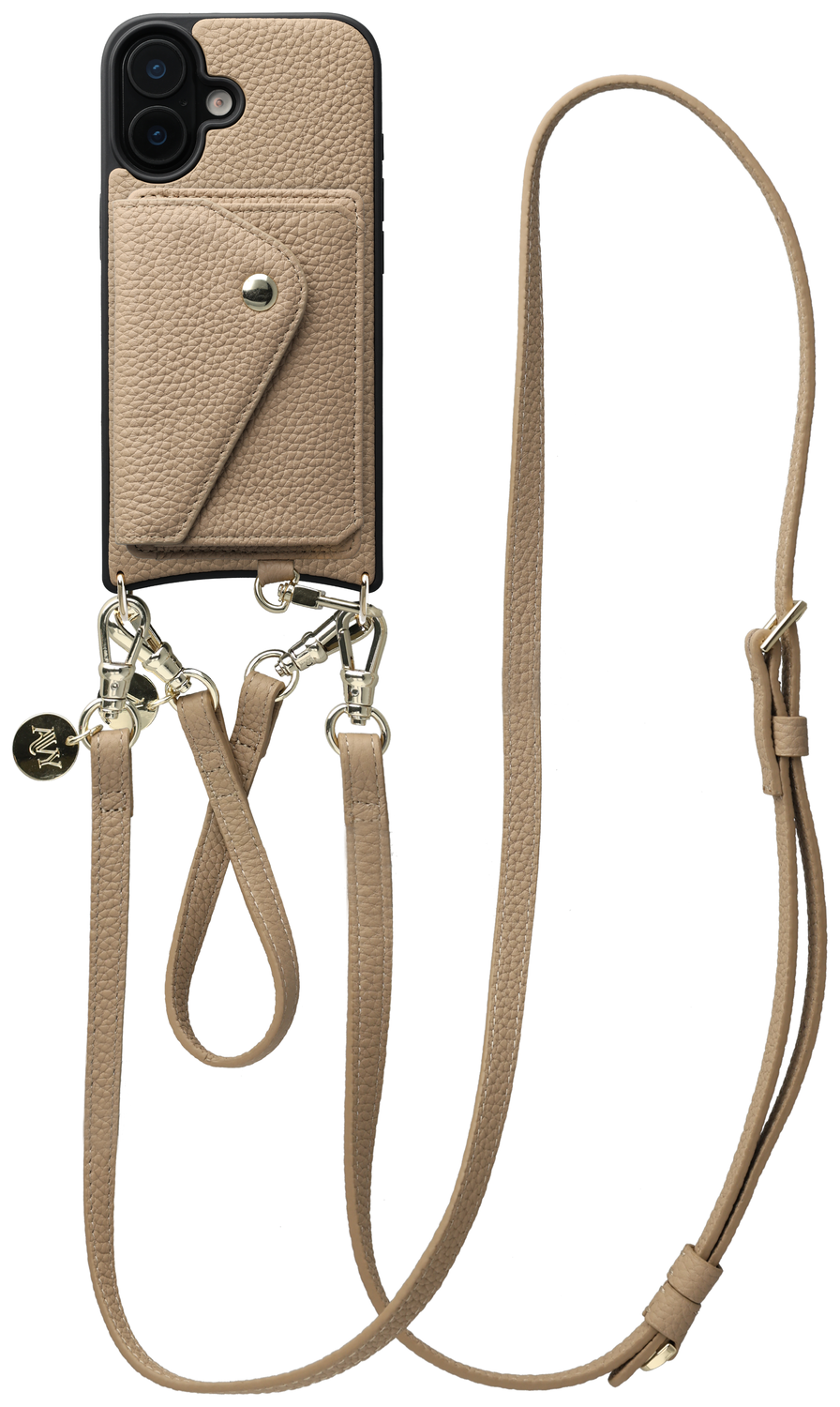 AVY Apple iPhone 17 Beige Leren Hoesje met Wallet & Koord Leather Set afbeelding 1