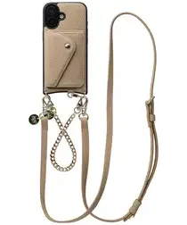 AVY Apple iPhone 17 Beige Leren Hoesje met Wallet & Koord Leather and Gold afbeelding