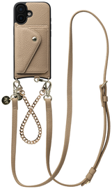 AVY Apple iPhone 17 Beige Leren Hoesje met Wallet & Koord Leather and Gold afbeelding
