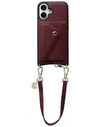 AVY Apple iPhone 17 Burgundy Leren Hoesje met Wallet & Koord Short Leather afbeelding