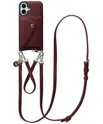 AVY Apple iPhone 17 Burgundy Leren Hoesje met Wallet & Koord Leather Set afbeelding