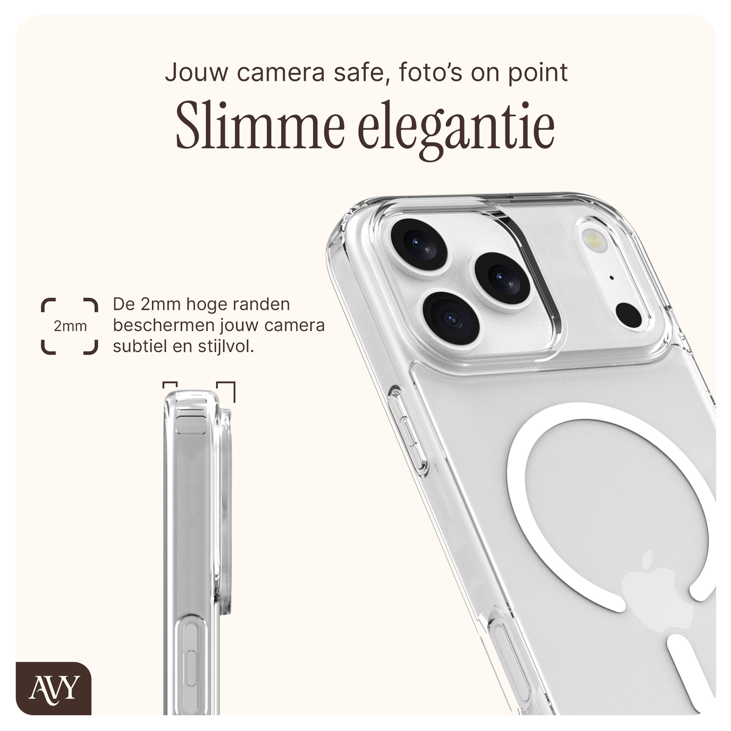 AVY Apple iPhone 17 Pro Hoesje met Koord & MagSafe Set Pearl & Rope Black afbeelding 5