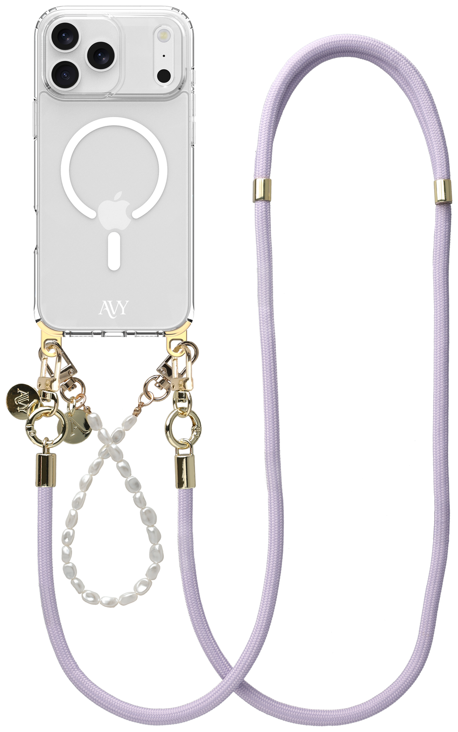 AVY Apple iPhone 17 Pro Hoesje met Koord & MagSafe Set Pearl & Rope Purple afbeelding 1