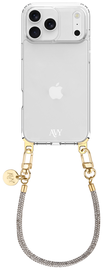 AVY Apple iPhone 17 Pro Hoesje Met Koord 30CM Silver Spark