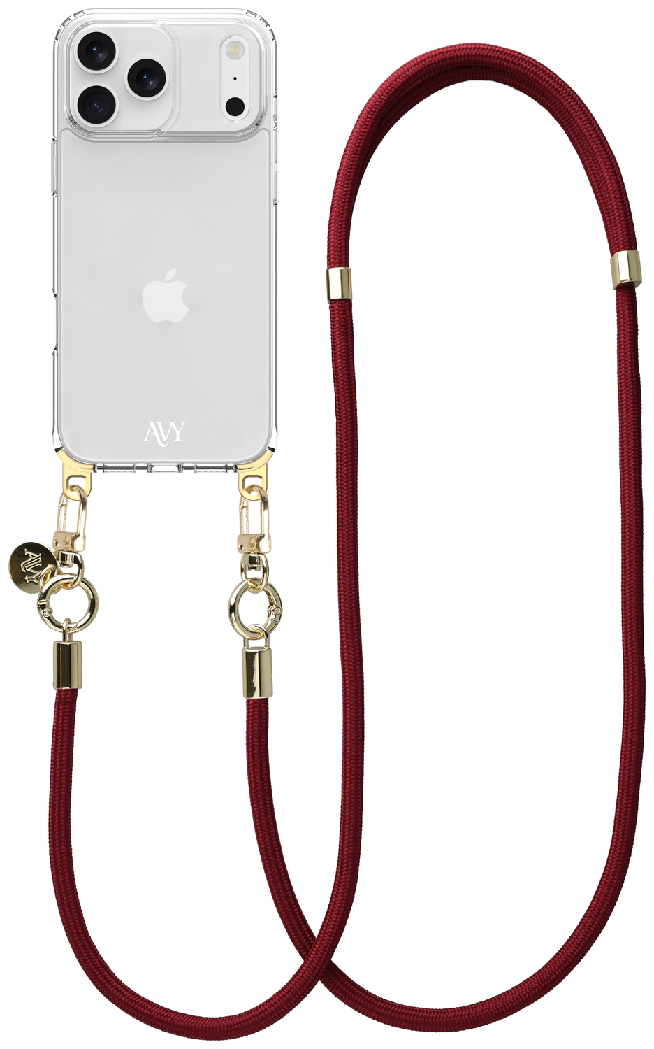 AVY Apple iPhone 17 Pro Hoesje Met Koord 130CM Tressé Red afbeelding 1